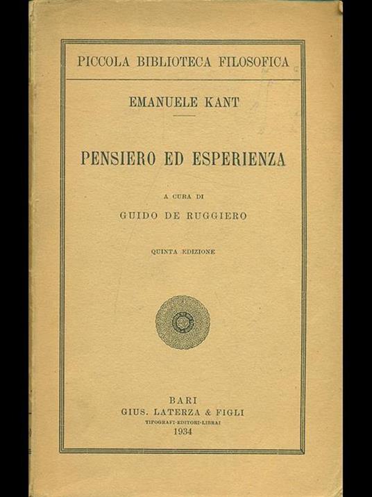 Pensiero ed esperienza - Immanuel Kant - 4