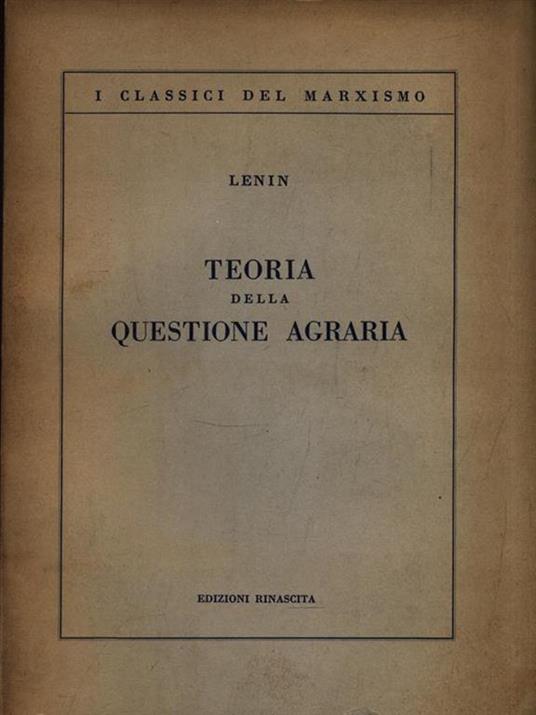 Teoria della Questione Agraria - Lenin - copertina