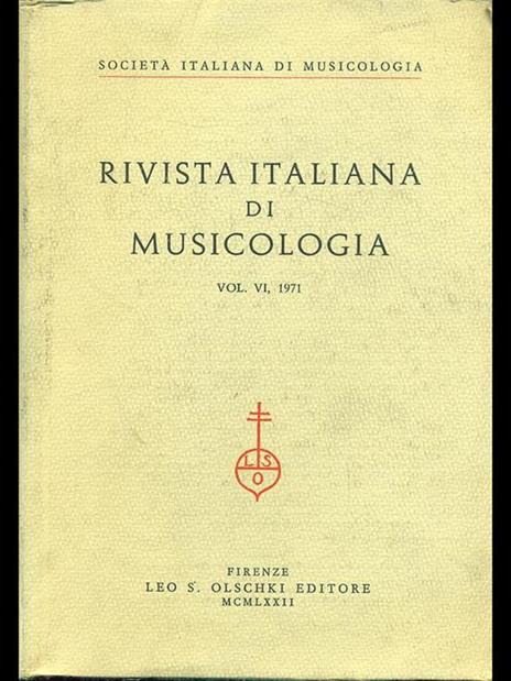 Rivista italiana di musicologia vol, VI - copertina
