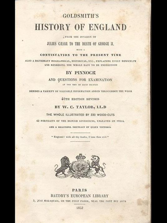 History of England - Goldsmith - copertina