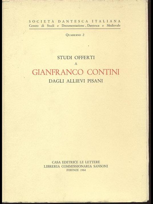 Studi offerti a Gianfranco Contini dagli allievi pisani - 2