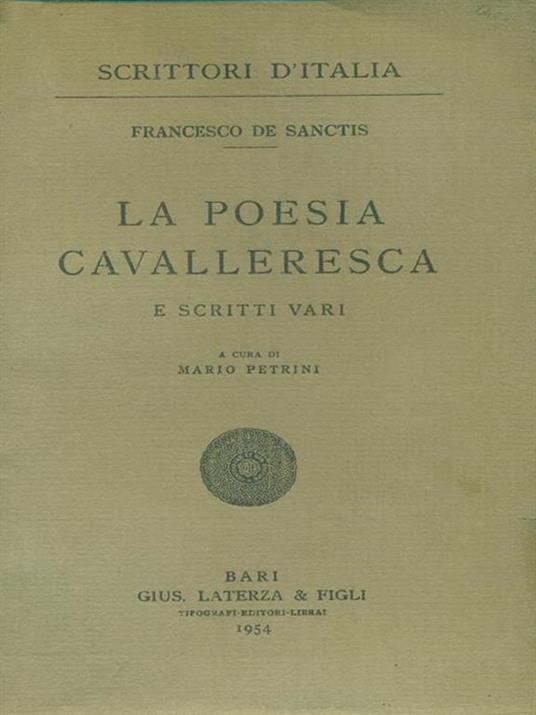 La poesia cavalleresca - Francesco De Sanctis - 2