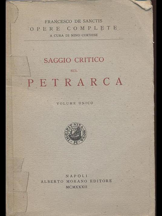 Saggio critico sul Petrarca - Francesco De Sanctis - copertina