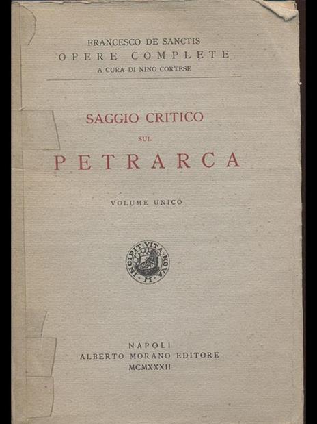 Saggio critico sul Petrarca - Francesco De Sanctis - 2