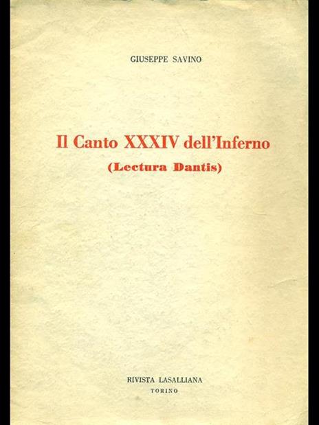 Il canto XXXIV dell'Inferno - Giancarlo Savino - copertina