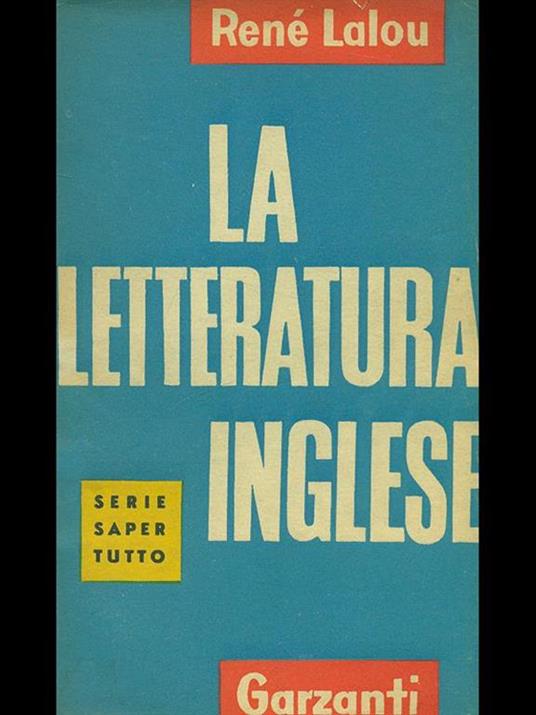 La letteratura inglese - René Lalou - copertina