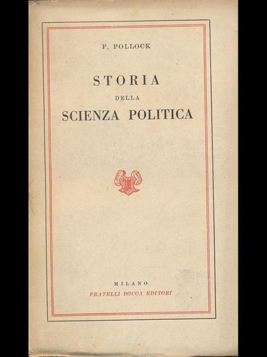 Storia della scienza politica - copertina