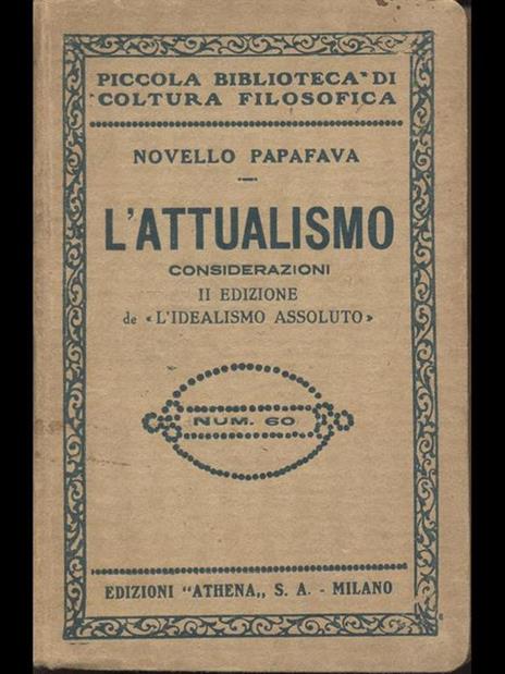 L' Attualismo - Novello Papafava - copertina