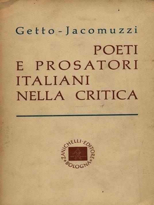 Poeti e prosatori italiani nella critica - Giovanni Getto - copertina