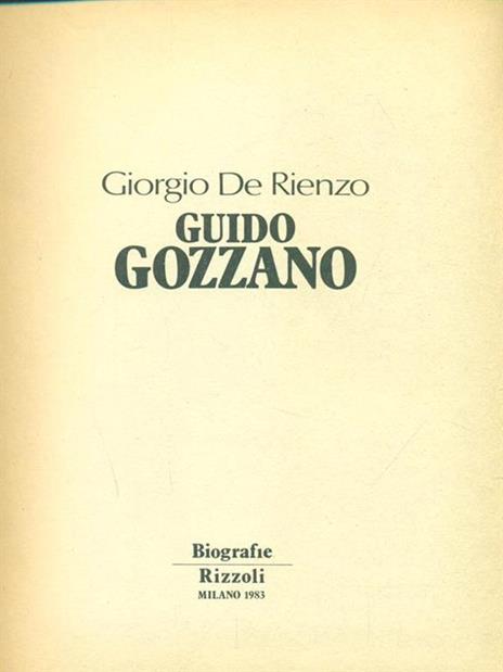 Guido Gozzano - Giorgio De Rienzo - copertina