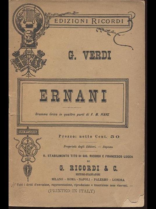 Ernani - Giuseppe Verdi - Libro Usato - Ricordi - | IBS