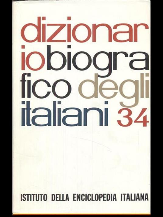 Dizionario biografico degli italiani volume 34 - copertina