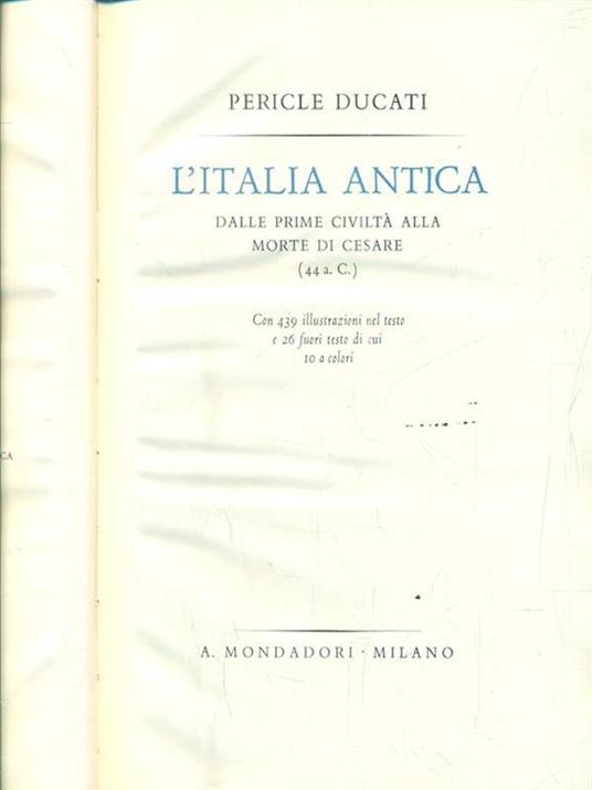 L' Italia antica - Pericle Ducati - copertina