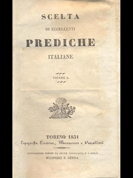 Scelta di eccellenti prediche italiane volume primo - copertina