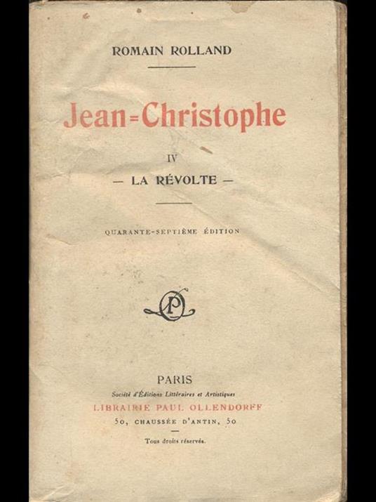 Jean Christophe IV La revolte - Romain Rolland - copertina