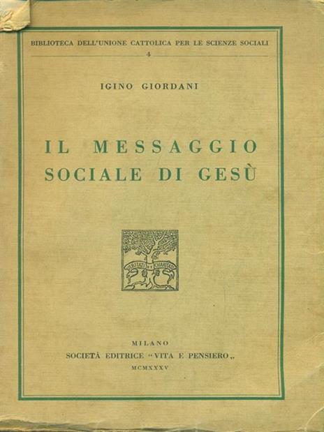 Il messaggio sociale di Gesù - Igino Giordani - copertina