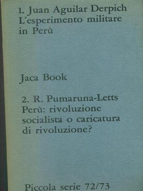 L' esperimento militare in Perù. Perù: rivoluzione socialista - copertina