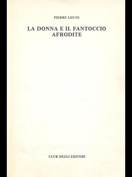 La donna e il fantoccio Afrodite - Pierre Louÿs - copertina