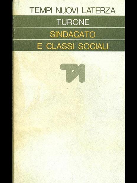 Sindacato e classi sociali - Sergio Turone - copertina