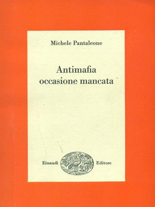 Antimafia occasione mancata - Michele Pantaleone - copertina