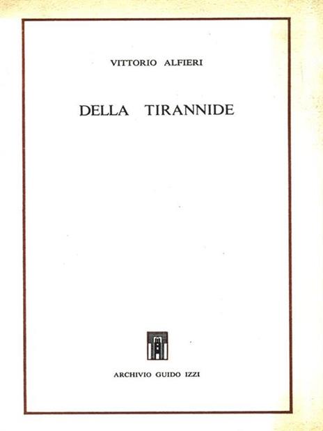 Della Tirannide - Vittorio Alfieri - copertina