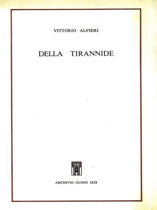 Della Tirannide - Vittorio Alfieri - copertina