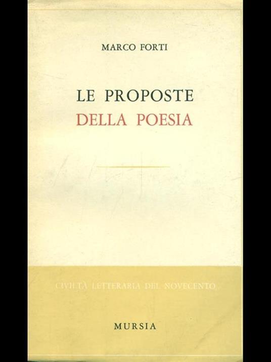 Le proposte della poesia - Marco Forti - copertina