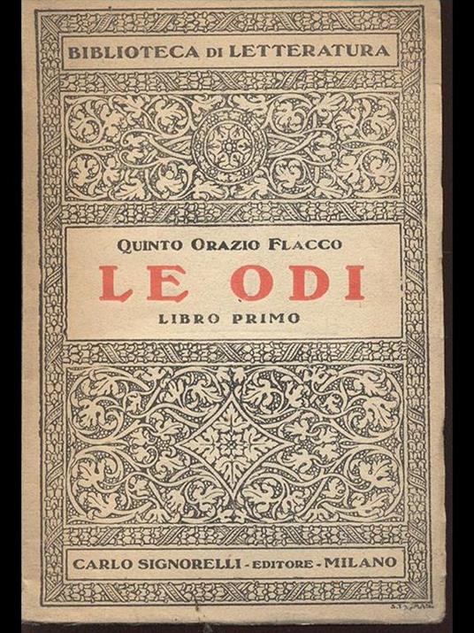 Le Odi. Libro primo - Q. Flacco Orazio - copertina