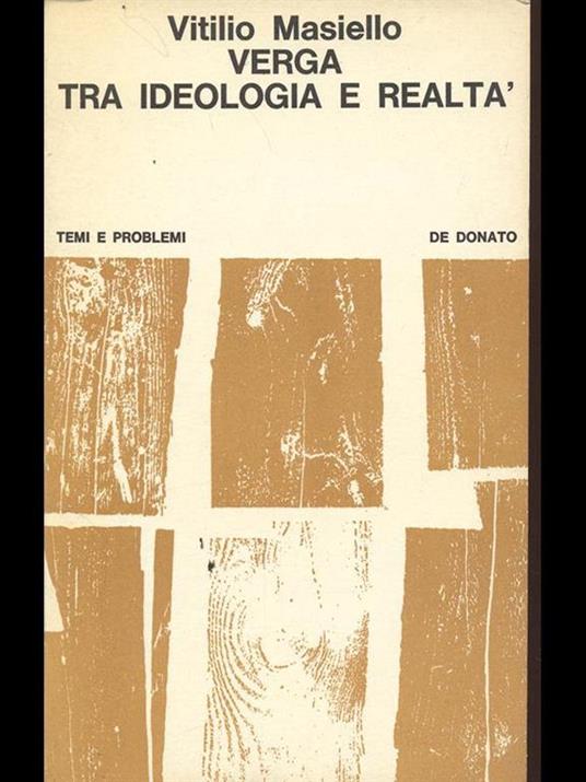 Verga tra ideologia e realtà - Vitilio Masiello - copertina