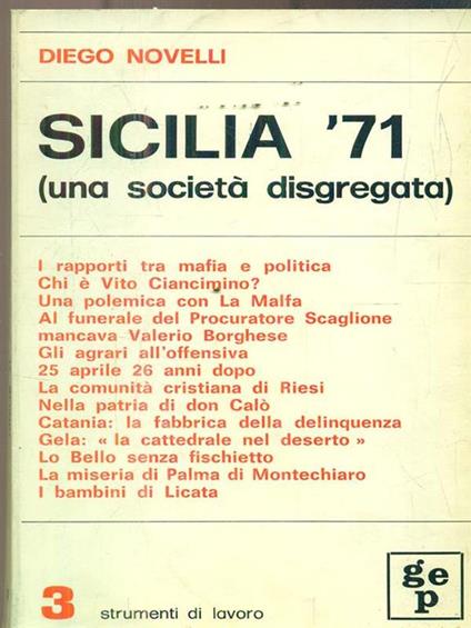 Sicilia '71 - Diego Novelli - copertina