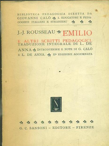 Emilio e altri scritti pedagogici - Jean-Jacques Rousseau - copertina