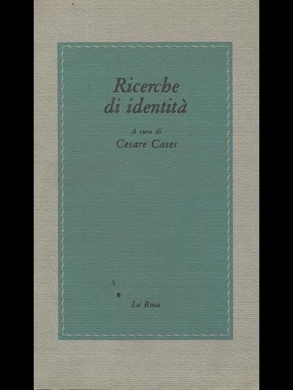 Ricerche di identit - Cesare Cases - copertina