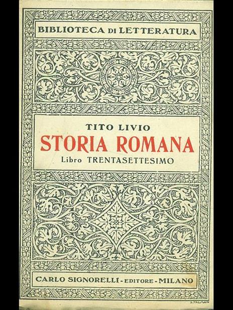 Storia romana libro trentasettesimo - Tito Livio - copertina