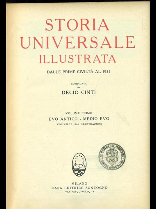 Storia universale illustrata vol. 1 - Decio Cinti - copertina