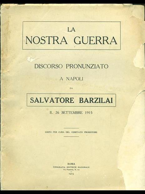 La nostra guerra - Salvatore Barzilai - copertina