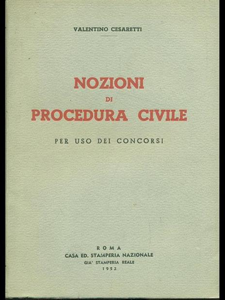Nozioni di procedura civile - Valentino Cesaretti - copertina