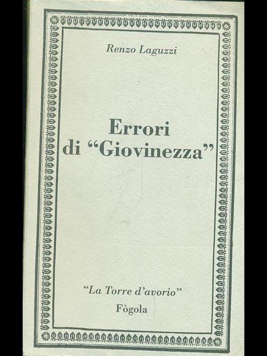 Errori di Giovinezza - Renzo Laguzzi - copertina