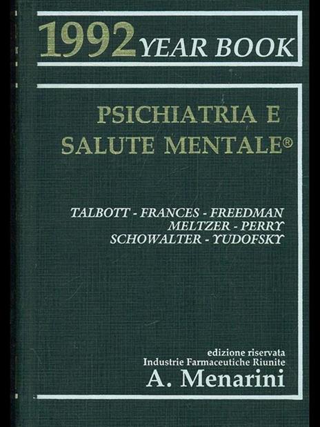 Psichiatria e salute mentale - Year Book 1992 - copertina