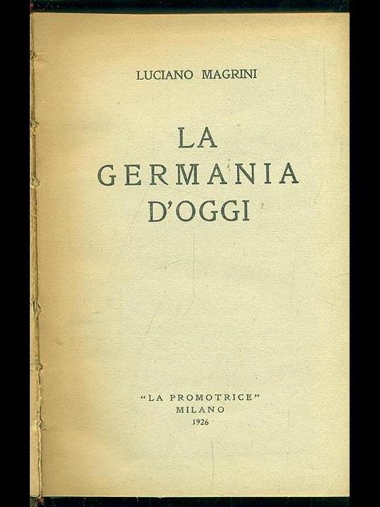 La Germania d'oggi - Luciano Magrini - copertina