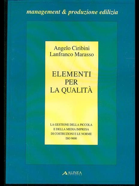 Elementi per la qualità - Angelo Ciribini,Lanfranco Marasso - copertina