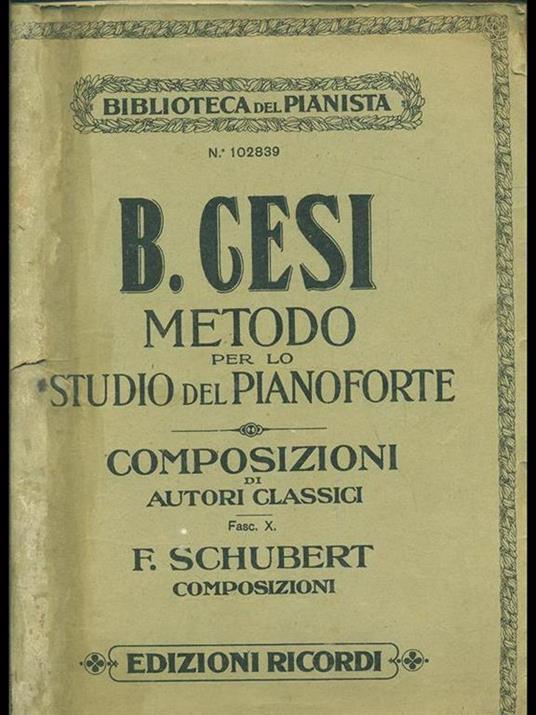 Metodo per lo studio del pianoforte - Beniamino Cesi - copertina