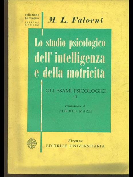 Lo studio psicologico dell'intelligenza e della motricità vol. 2 - M. Luisa Falorni - copertina