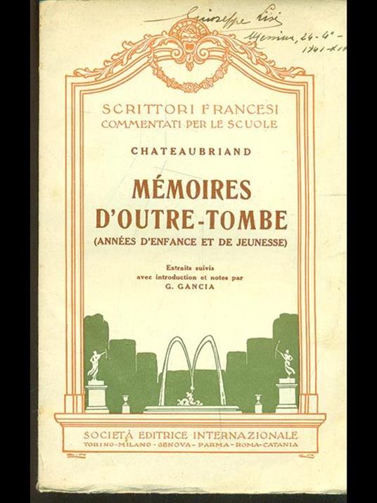 Memoires d'outre-tombe - François-René de Chateaubriand - copertina