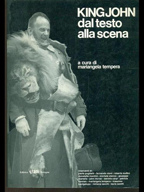 King John dal testo alla scena - Mariangela Tempera - copertina