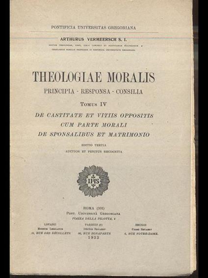 Theologiae Moralis IV - Arthur Vermeersch - copertina