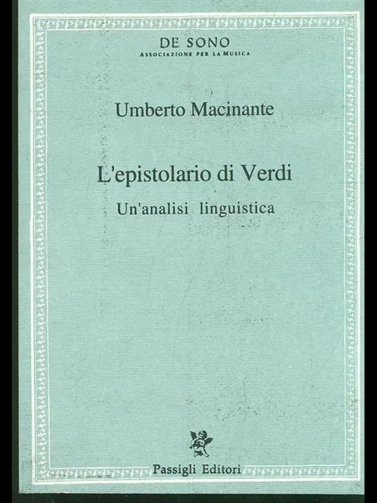 L' epistolario di Verdi. Un'analisi linguistica - Umberto Macinante - 2