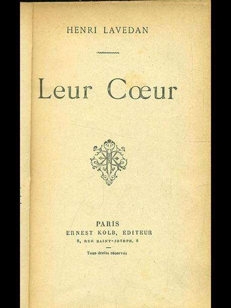 Leur coeur - Henri Lavedan - copertina