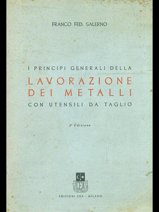 I principi generali della lavorazione dei metalli con utensili da taglio - copertina