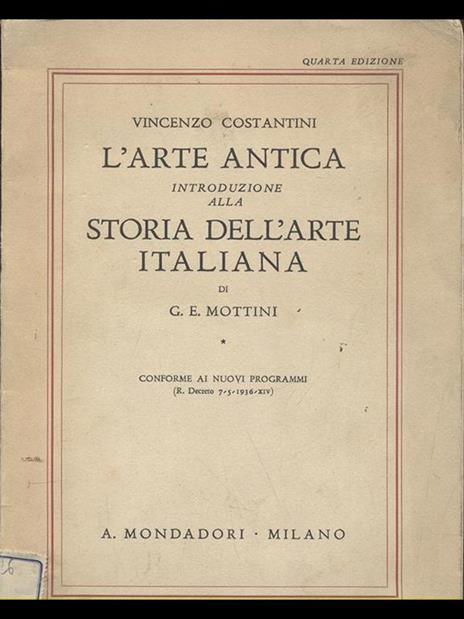 L' arte antica. Introduzione alla storia dell'arte italiana - Vincenzo Costantini - copertina