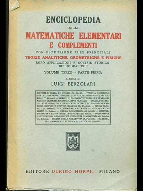 Enciclopedia delle matematiche elementari e complementi. Vol. 3 parte 1 - Luigi Berzolari - 8